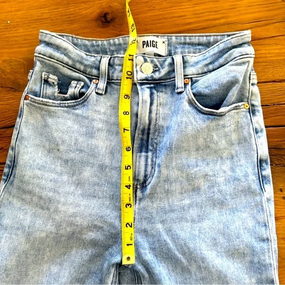 Paige High Rise Cindy Straight Jeans Women's Size 27 Blue Acid Wash Raw … - Picture 4 of 8